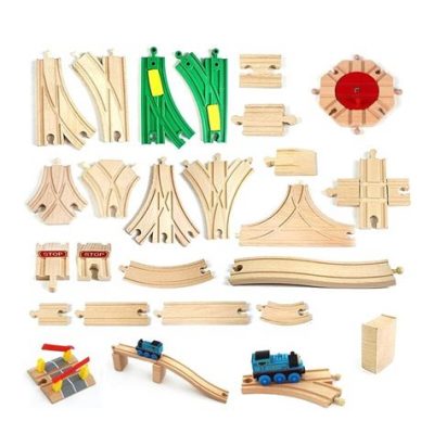 20pc Wooden Train Track Accessories